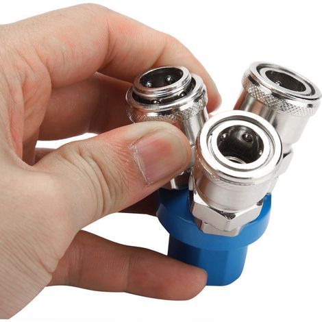 Raccord Rapide Pneumatique 1/4" Type C 3 Voies pour Compresseur d'Air (1/5)
