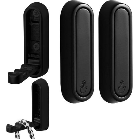 2 Crochets Muraux Pliables Noirs, Rabattables Porte Manteau Bureau Cuisine Salle Bain (1/5)
