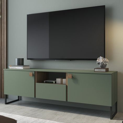 TV-Schrank Muravera, eine Schublade, 2 Türen, 3 Fächer, 179x40x60 cm, Grün (1/4)