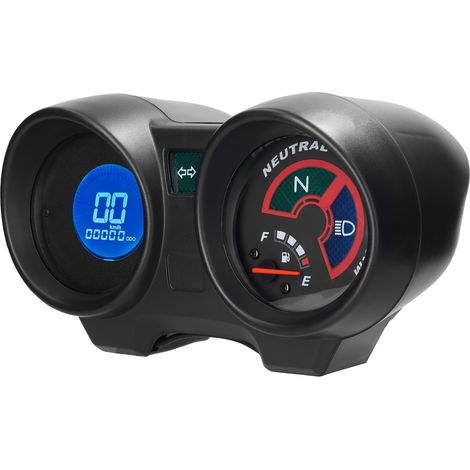 Motorrad-LCD-Tachometer, Kilometerzähler, 10.000 U/min, 199 km/h, elektrischer Drehzahlmesser, Tankanzeige, 12 V, 7-farbige Hintergrundbeleuchtung, km/h/mph-Anzeige, Multifunktionsanzeige (1/5)
