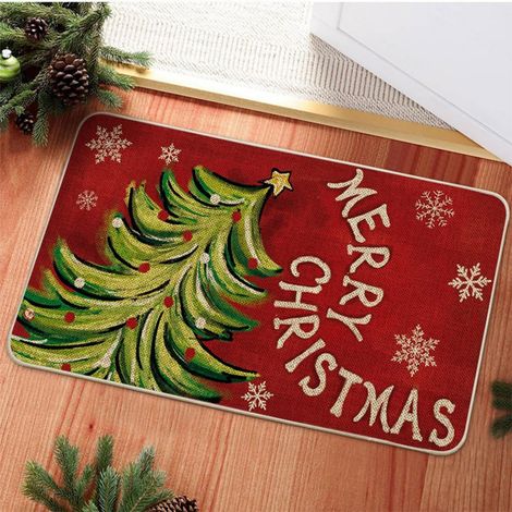 Tapis De Sol Antidérapant - Tapis D'Entrée Noël - Pour Porte D'Entrée Terrasse Jardin Ferme - 40 x 60 cm - Rouge - 1 Pièce (1/5)