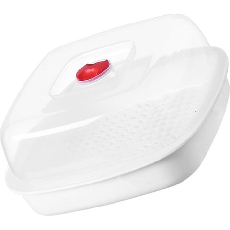 Cuiseur vapeur pour micro-ondes avec couvercle, plaque de cuisson vapeur en plastique monocouche pour la cuisson des légumes et du poisson (1/5)