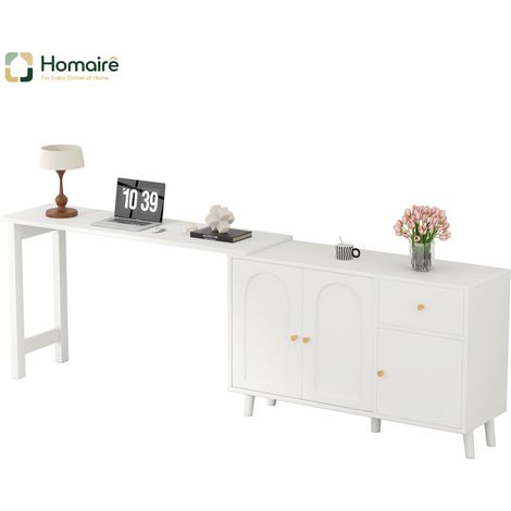 mobilier de bureau blanc avec rangement en tissu 120 x 40 x 74,5 cm HOMAIRE (1/5)
