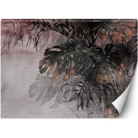 Fototapete Monstera Palmen Blätter Beton 3D 100x70 cm (1/5)