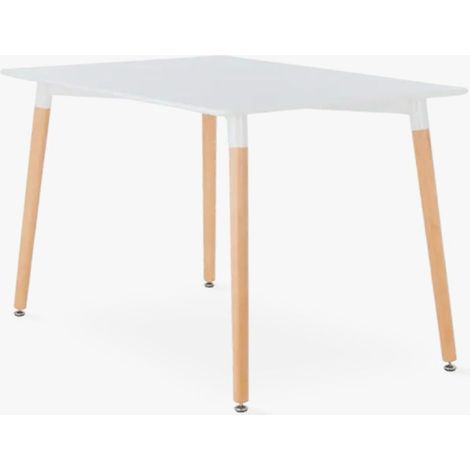 ORION91oficial® - Mesa Rectangular, Color Blanco y Madera Natural (120x80x75 cm) , Estilo nórdico, Comedor-Oficina-Teletrabajo-Cocina-Salón - spaziOrion91