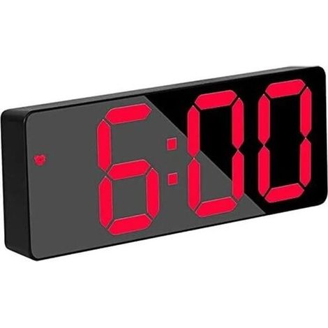 Reloj despertador digital LED, reloj de escritorio moderno, rojo. (1/4)