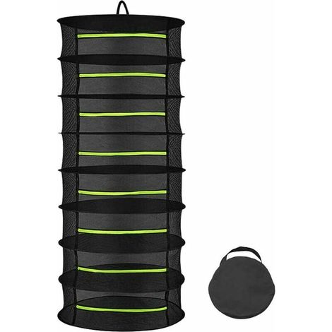royaluxe - Fermeture éclair vert fluo noir 61 cm + 8 couches + sac extérieur séparé filet de séchage des plantes filet de séchage des herbes (1/5)