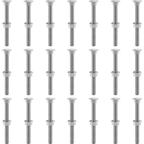 Lot de 21 vis de serrure M8 x 120 mm en acier inoxydable avec écrou à bride hexagonale, vis à tête ronde plate M8 pour construction, industrie, décoration d'intérieur (1/5)