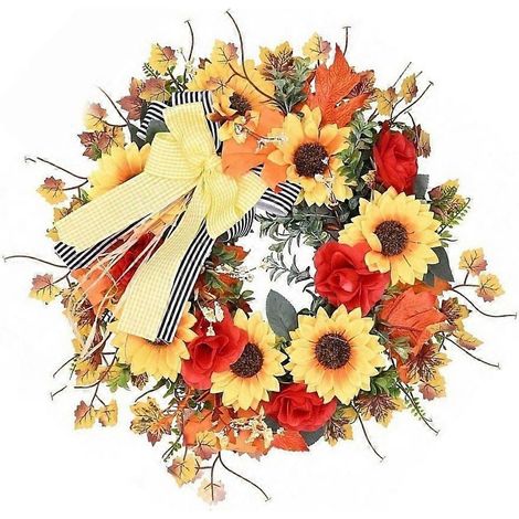 Couronne de l'Automne pour Porte d'Entrée, Décoration de Ferme pour Couloir et Jardin, Guirlande Festive Artisanale (1/4)