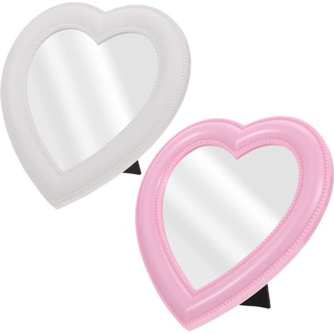 2pièces Miroir Cosmétique Forme De Cœur pour Maquillage Miroir Mural Bureau Simple