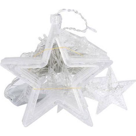 2.5m 12 Étoiles Rideaux Lumineux Guirlandes Lumineuses Décoration, guirlande Etoile avec 8 Modes d’éclairage Pour Mariage, NoëL DéCo, Vacances, Festivals, intérieur et extérieur (1/5)