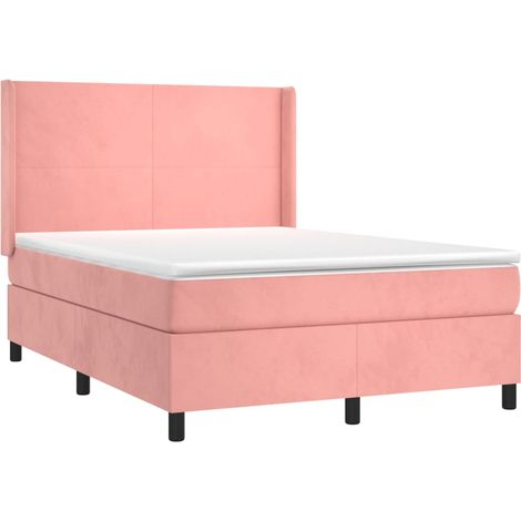 vidaXL Giroletto a Molle con Materasso Rosa 140x200 cm in Velluto (1/4)