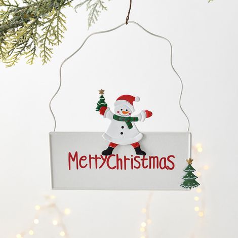 Support Porte Noël - Panneau Bienvenue Bonhomme De Neige En Fer - Décoration Porte Intérieure Et Extérieure - 1 Pièce (1/5)