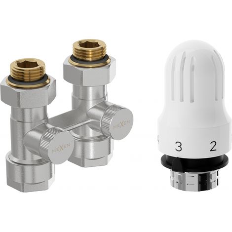 Mexen G04 conjunto termost谩tico de dos tubos DN50, recto 1/2"x16 mm, n铆quel - W912-016-948-01 (1/2)
