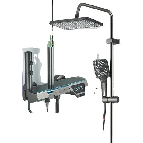 Kit de douche, affichage LED, design contemporain, affichage gris (1/2)