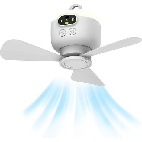 Ventilateur de tente portable rechargeable 8000 mAh 3 pales détachables avec crochet, minuterie et 4 vitesses de ventilation – Idéal pour toit-terrasse, véranda, gazebo ou plage (1/5)