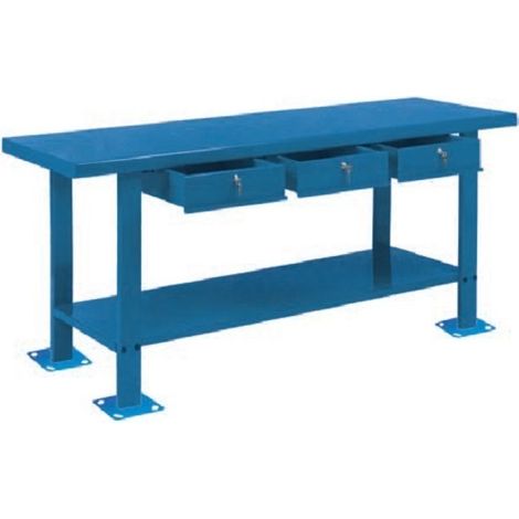 Banco de trabajo con tres cajones 2000x640x900mm METALWORKS DER2000