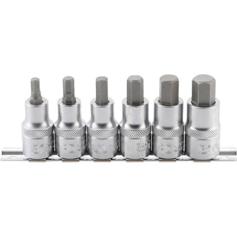 Jeu de douilles à embouts 12,5 mm (1/2") six pans intérieurs 6 - 14 mm 6 pièces BGS (1/4)