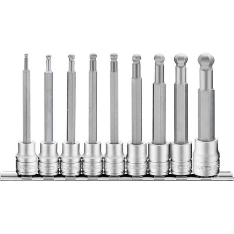Juego de 9 vasos largos hexagonales M3809HBN - 3/8" - 9 piezas