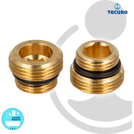 tecuro Übergangsnippel für Hahnblock 1/2 Zoll selbstdichtend x 3/4 Zoll 2er Set aus Messing (1/4)