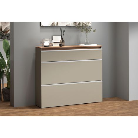 Meuble à chaussures 120 cm taupe/chêne wotan Maeva (1/5)