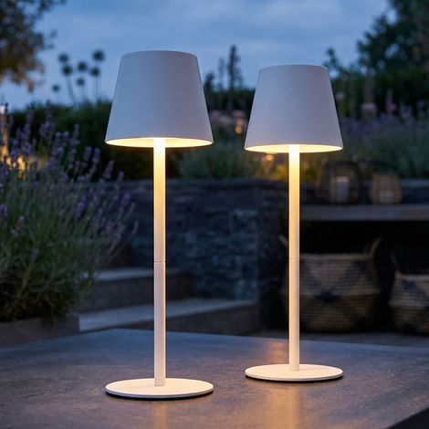 2 lampade da esterno a LED, lampada da tavolo, lampada da giardino, cambio colore, bianco, metallo, H 36 cm (1/5)