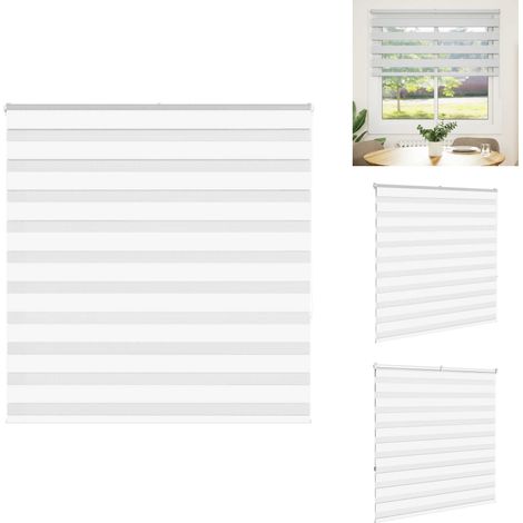 Store zèbre blanc 150x150 cm largeur du tissu 145,9cm polyester - Store Zébré - Stores Zébrés - Store À Enrouleur Zébré - Double Store À Enrouleur (1/5)