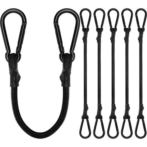 Spanngummis mit Karabiner 6er Set 20cm Schwarz für Gepäck, Auto, Outdoor (1/5)