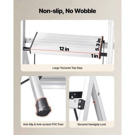 Escabeau Pliant 5 Marches Marchepied Pliable Charge 150 kg (1/5)