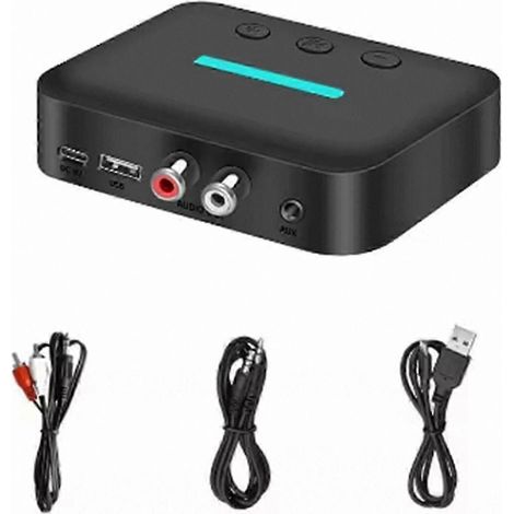 Récepteur audio sans fil Bluetooth 5.3 avec adaptateur AUX, compatible avec la diffusion musicale R/L et port SE 3,5 mm WHBYV (1/4)