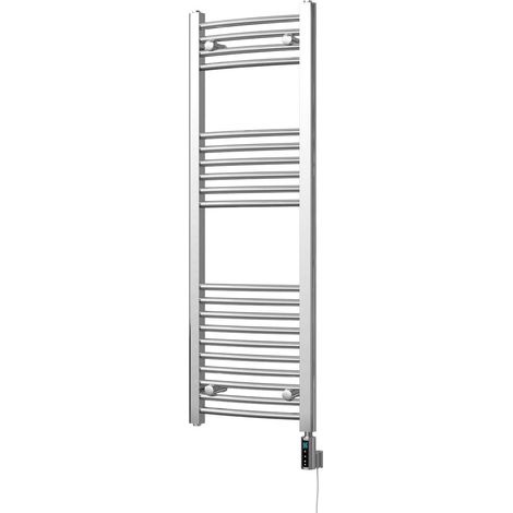 Zennor - Chrome Electric Towel Rail H1200mm x W400mm Curved 200w Thermostatic WIFI (1/3)