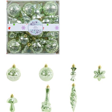 Lot de 28 boules de Noël élégantes pour décoration-Vert clair (1/5)