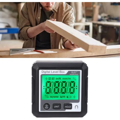 Digitaler Neigungsmesser, Wasserwaage, Winkelmesser, Winkelmesser mit schwarz-weißem Magnetstreifen. (1/5)