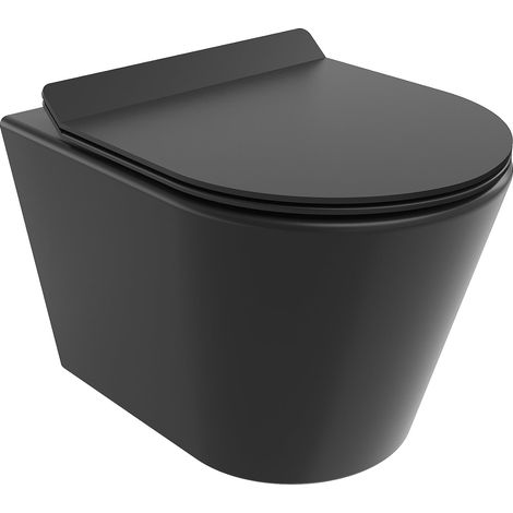 Mexen Rico taza wc Rimless Tornado con tapa de cierre lento slim, duroplast, negro mate - 30720185T (1/5)