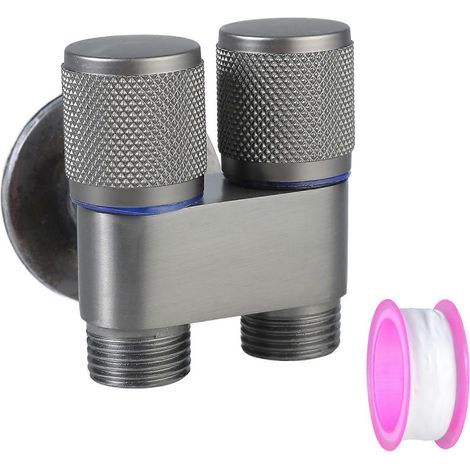 Robinets d'arrêt/fermeture de douche 1/2 pouce, vannes à trois voies, interrupteurs doubles, robinets d'angle à double commande filetés 1/2 pouce, faciles à utiliser Gun Ash (1/5)