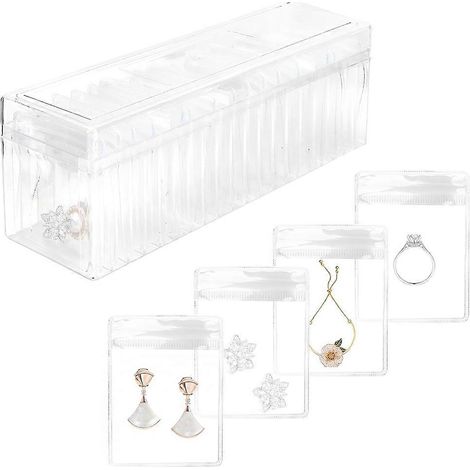 Boîte à bijoux de rangement, étui transparent avec 40 pochettes anti-ternissement portables, étui à bijoux de voyage, couleurs assorties (1/5)