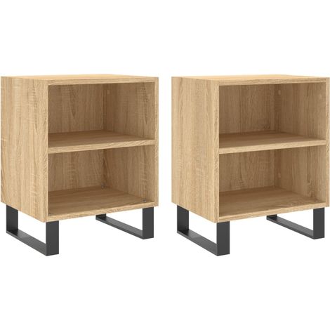 Mesitas noche 2 uds madera ingeniería roble Sonoma 40x30x50 cm vidaXL (1/6)