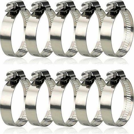 304 Collier de Serrage Inox,Collier de Serrage Métallique Diamètre Réglable de 27 à 51 mm,Collier de Serrage Pour Piscine Pour la Fixation des Tuyaux 10 Pièces, (1/5)