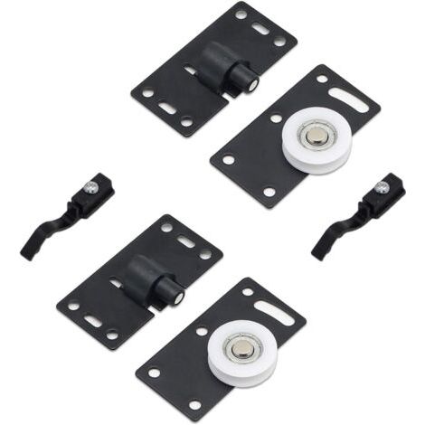 CSPARCV 2 Sliding Door Roller Sets, Furniture Rollers, Low-Noise Nylon Roller Guide Rail Sets, for Wardrobe, Cupboard and Closet Windows (Black)