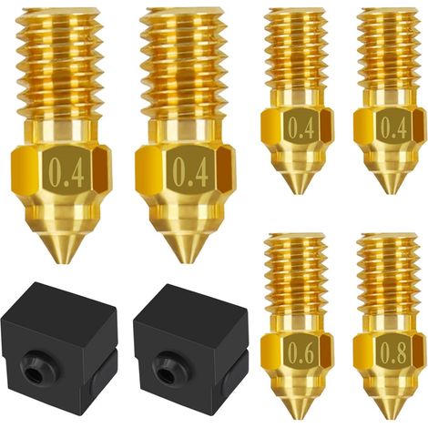 Kit de 6 buses pour Ender 3 V3 SE, buses en laiton pour imprimante 3D (0,4 mm, 0,6 mm et 0,8 mm), résistantes aux hautes températures.