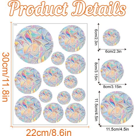Autocollants anti-collision colorés pour fenêtres, autocollants statiques amovibles pour vitres, signalant la présence d'oiseaux, décorations adhésives pour fenêtres (rond) (1/3)