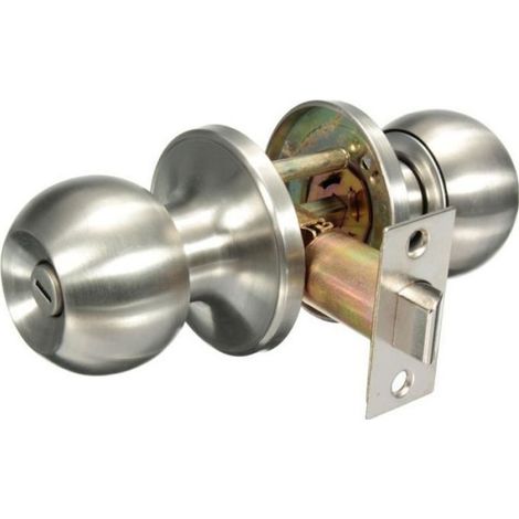 Bouton De Porte - Serrure À Billes Sans Clé - Pour Salle De Bain Et Pièces Intérieures - Réglable 60/70 mm - Acier Inoxydable Brossé - 1 Paire (1/4)
