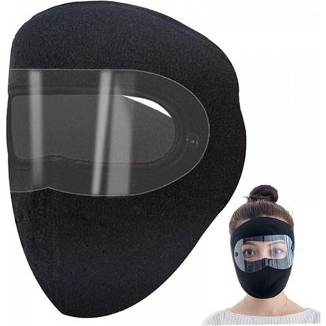 Masque facial d'hiver, 2 pièces, en polaire avec film protecteur transparent pour les yeux, masque facial coupe-vent d'hiver pour femmes (1/5)