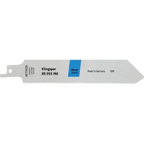 Säbelsägeblatt de, Klingspor RS 993 MA, Schneiden of von Blechen, Profilen und Edelstahl, Bimetall, variable Verzahnung 10-14 TPI, professionelle Präzision, 150x25,4x0,9 mm (1/2)
