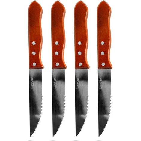 SET 4 COLTELLI IN ACCIAIO CON MANICO IN LEGNO (1/5)