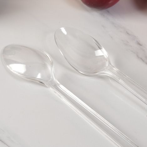 Transparente Plastiklöffel  Stabile, transparente Plastik-Teelöffel (50er-Packung) Geschirr, Transparent