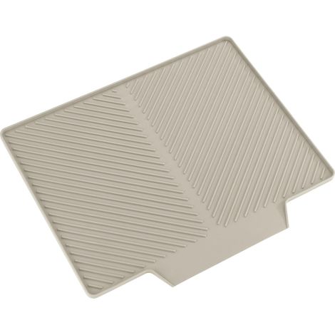 Beige Abtropfmatte aus Kunststoff für die Küche, 34 x 40 x 3 cm, geriffelte Oberfläche, spülmaschinenfest