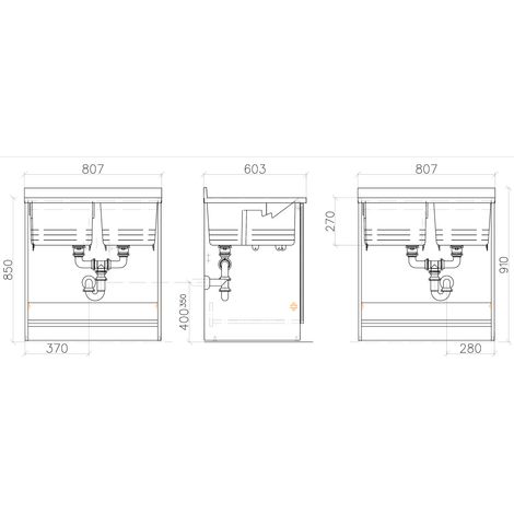 SCELTO DA DESIVERO Basic mobile con lavatoio 80x60 2 buche codice prod: DSV13470 (1/4)