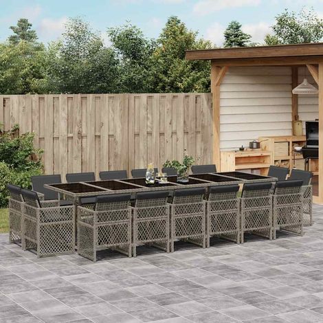 Ensemble à manger de jardin 17 pcs-Salon de jardin et coussins résine tressée 891644 (1/5)