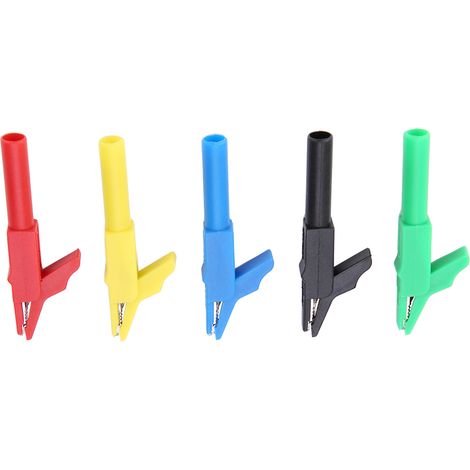 P2007 Packung mit 5 isolierten Krokodilklemmen 15A/300V für 4mm Bananenstecker (1/5)